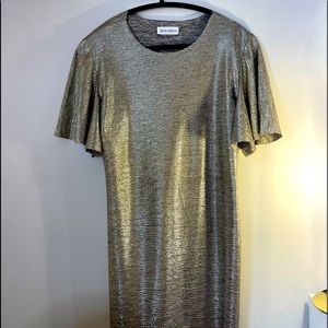Eve + Enoch Gold Flutter Sleeve Dress